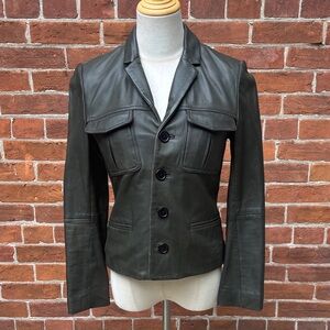 Zadig & Voltaire Liam Patina Green Leather Jacket